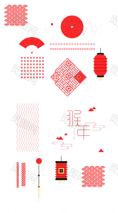 701传统复古祥云 灯笼 福娃 扇子 鼓 腊梅 梅花 对联 城门 火炮 鞭炮 窗棂 卷轴 印章 龙 狮子 元宝 樱花 燕子传统元素免扣PNG素材