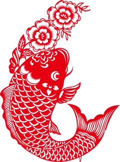 【PNG素材网-png.mixinnet.cn】剪纸 鱼 年年有余 png