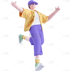 【PNG素材网-png.mixinnet.cn】立体人物奔跑的男孩