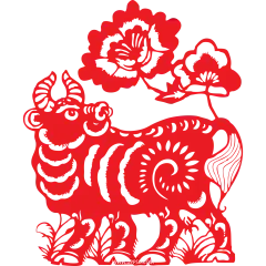 【PNG素材网-png.mixinnet.cn】牛年新春剪纸PNG素材