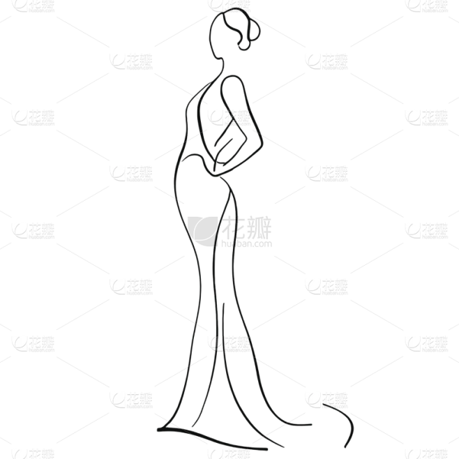 【PNG素材网-png.mixinnet.cn】常规系列-人物系列手绘黑白女士