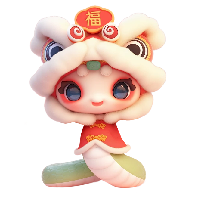 【PNG素材网-png.mixinnet.cn】蛇年春节可爱感拟人蛇青蛇元素3素材 