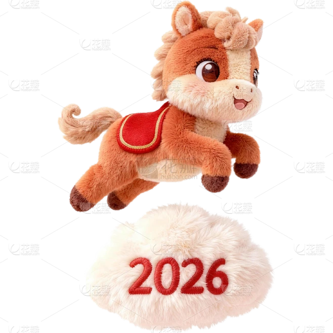 【PNG素材网-png.mixinnet.cn】元旦治愈毛绒风马元素