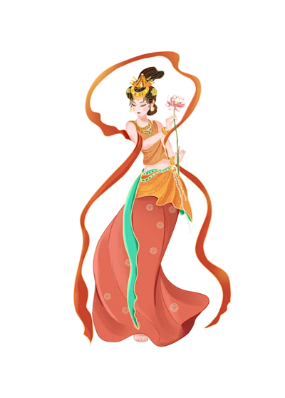 【PNG素材网-png.mixinnet.cn】[PNG素材网]敦煌 飞天 仙女 神话 人物 手绘 传说国风敦煌