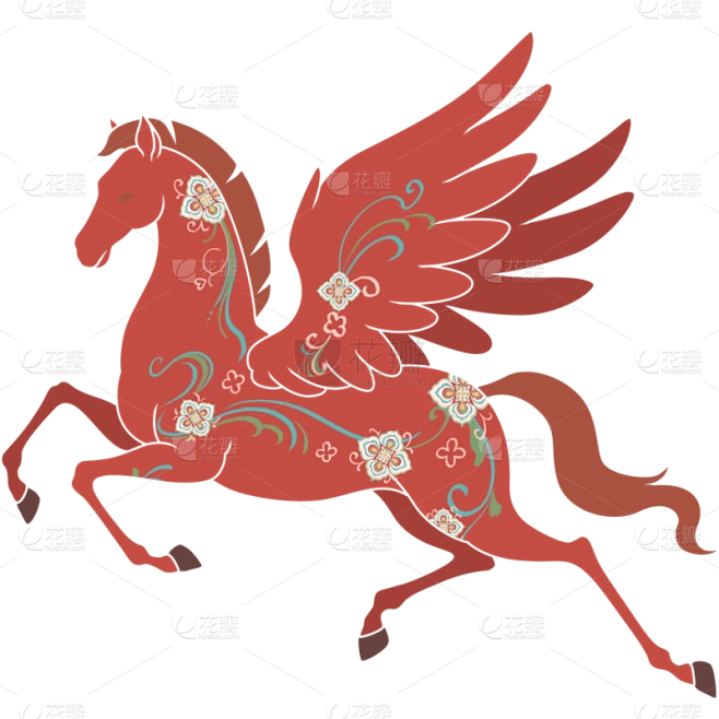 【PNG素材网-png.mixinnet.cn】马年插画风敦煌翼马元素