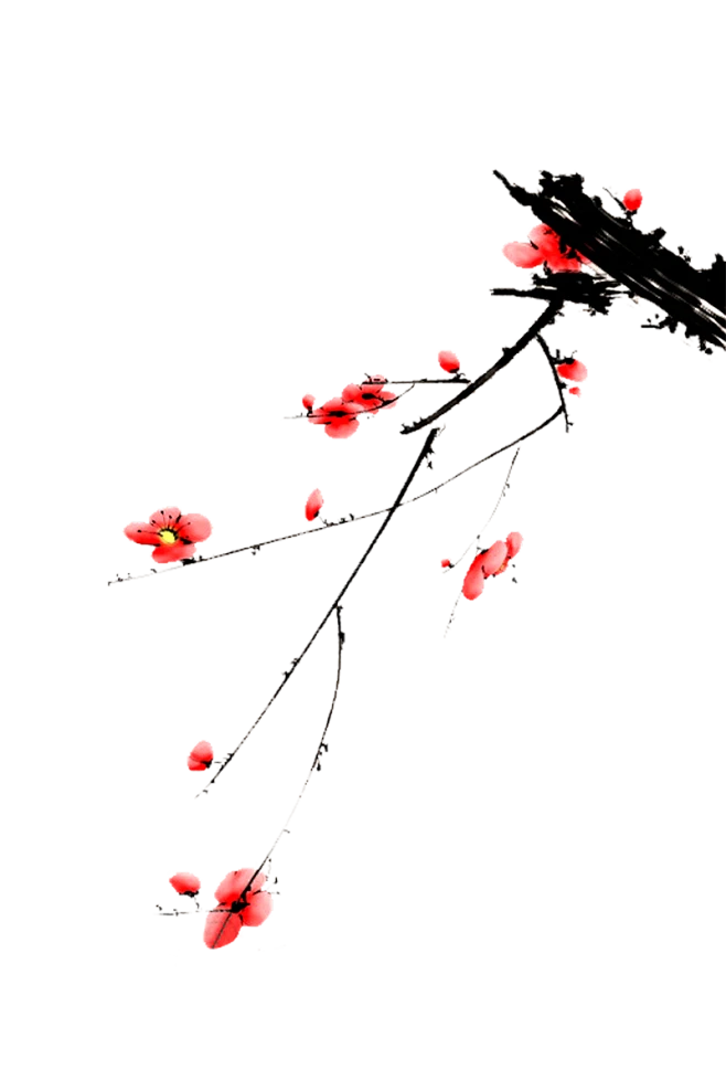 【PNG素材网-png.mixinnet.cn】古风唯美水墨梅花 PNG透明免扣图片兰花腊梅点缀元素 PS设计素材