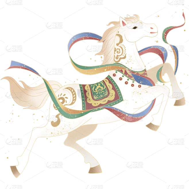 【PNG素材网-png.mixinnet.cn】马年肌理感金箔质感敦煌飞天马元素