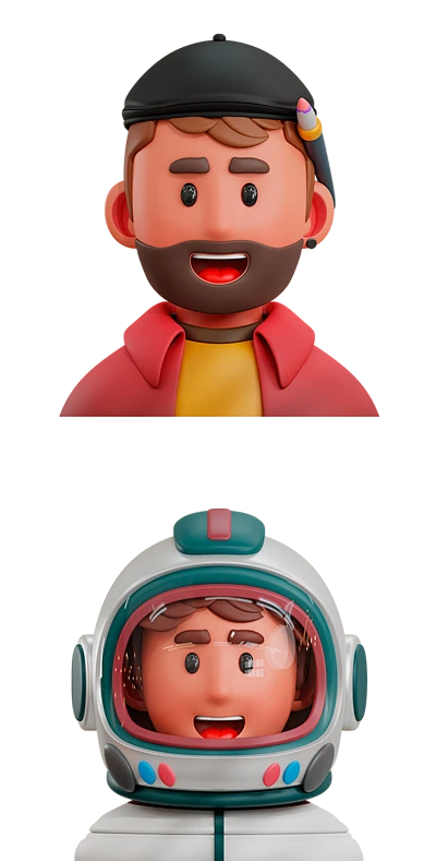 【PNG素材网-png.mixinnet.cn】卡通时尚三维模型人物头像OBJ工程文件素材_PNG：