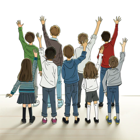 【PNG素材网-png.mixinnet.cn】手绘一群小学生