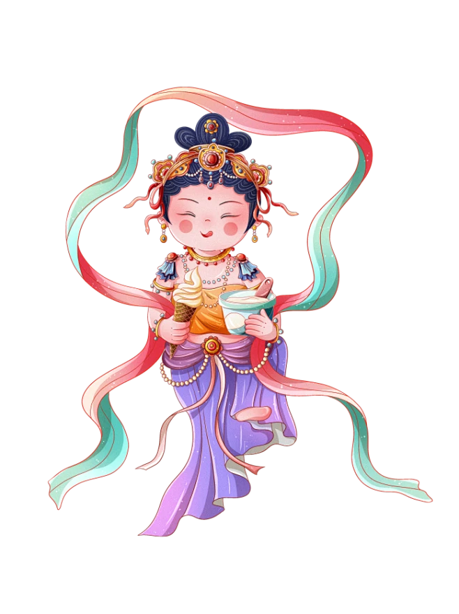 【PNG素材网-png.mixinnet.cn】吃喝玩乐敦煌人物IP形象
