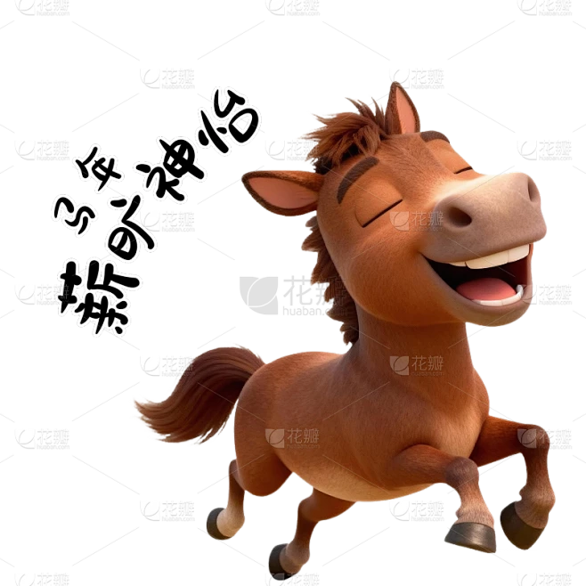 【PNG素材网-png.mixinnet.cn】马年3D创意玩趣打工马文案元素