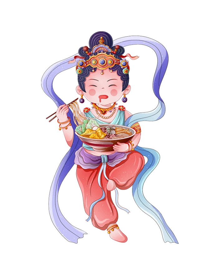 【PNG素材网-png.mixinnet.cn】吃喝玩乐敦煌人物IP形象