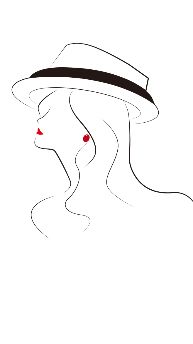 【PNG素材网-png.mixinnet.cn】女性人物线条简画  勾线画