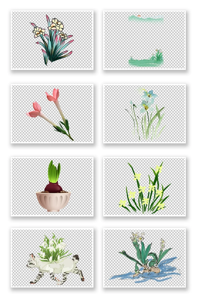 【PNG素材网-png.mixinnet.cn】中国风植物花草水仙花免抠元素