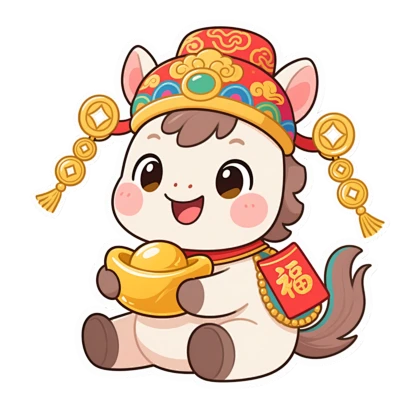 【PNG素材网-png.mixinnet.cn】马年 2026 新年 春节 插画 手绘 卡通 祝福马年