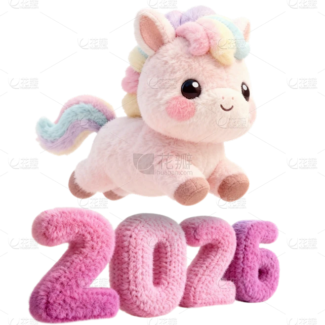 【PNG素材网-png.mixinnet.cn】元旦可爱软3D马跨越围栏元素