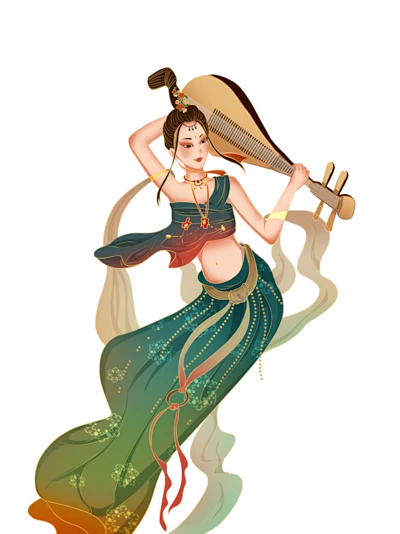 【PNG素材网-png.mixinnet.cn】[PNG素材网]敦煌 飞天 仙女 神话 人物 手绘 传说国风敦煌
