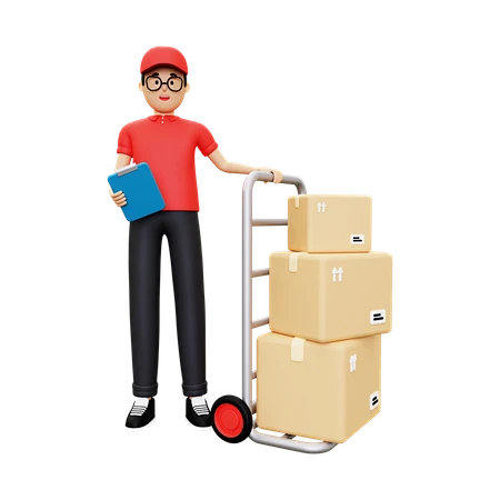 【PNG素材网-png.mixinnet.cn】Deliveryman standing with cour