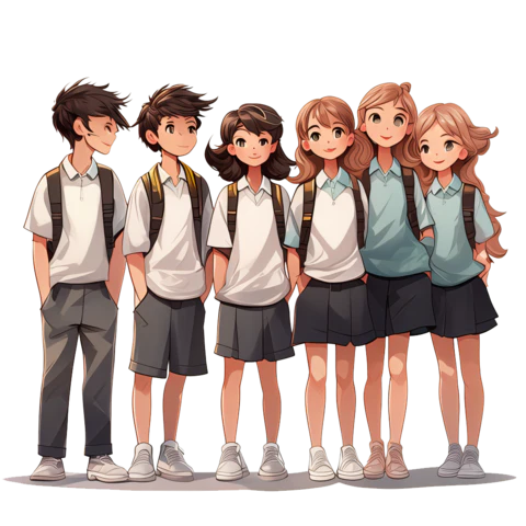 【PNG素材网-png.mixinnet.cn】一群高中生站成一排