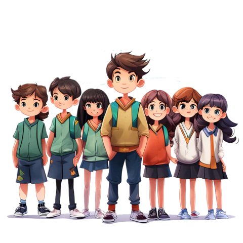【PNG素材网-png.mixinnet.cn】一群小学生站成一排