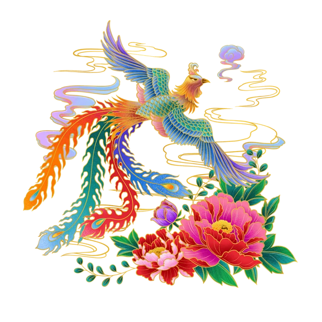 【PNG素材网-png.mixinnet.cn】悬挂式古典国潮凤凰素材