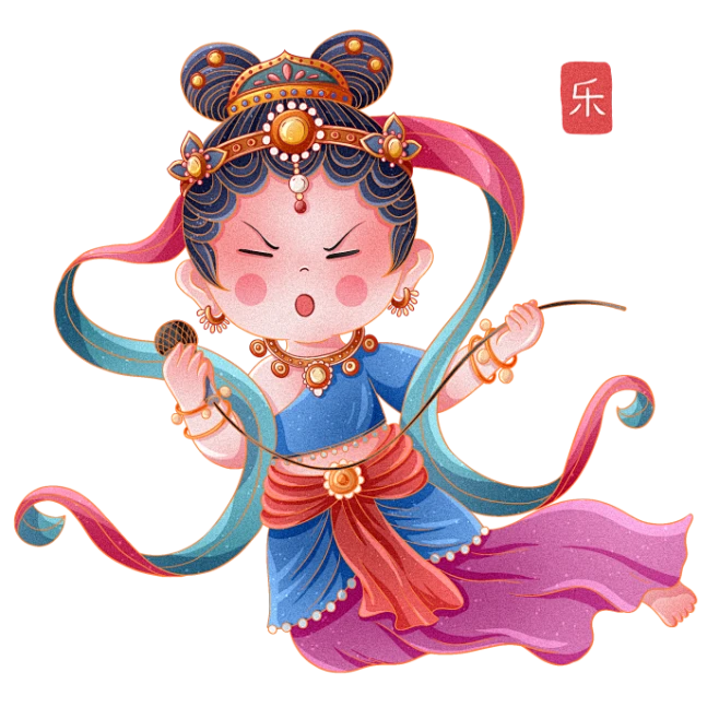 【PNG素材网-png.mixinnet.cn】吃喝玩乐敦煌人物IP形象