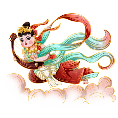 【PNG素材网-png.mixinnet.cn】[PNG素材网]敦煌 飞天 仙女 神话 人物 手绘 传说国风敦煌