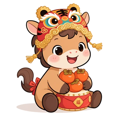 【PNG素材网-png.mixinnet.cn】马年 2026 新年 春节 插画 手绘 卡通 祝福马年