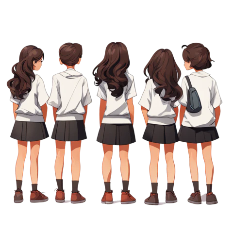 【PNG素材网-png.mixinnet.cn】一群学生背对着站成一排
