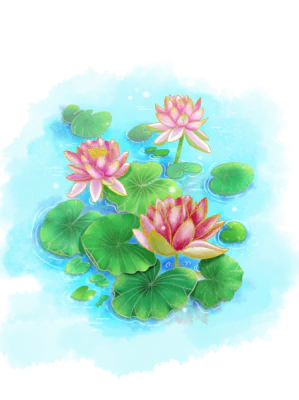 【觅图网-pic.51mitu.com】立夏国潮金线噪点风夏日荷花