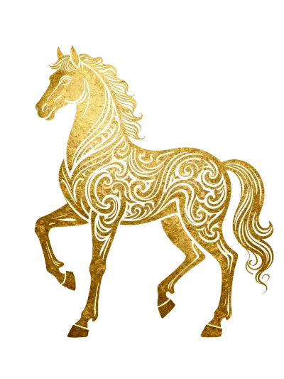【PNG素材网-png.mixinnet.cn】-金色的马纹 骏马元素 (6)