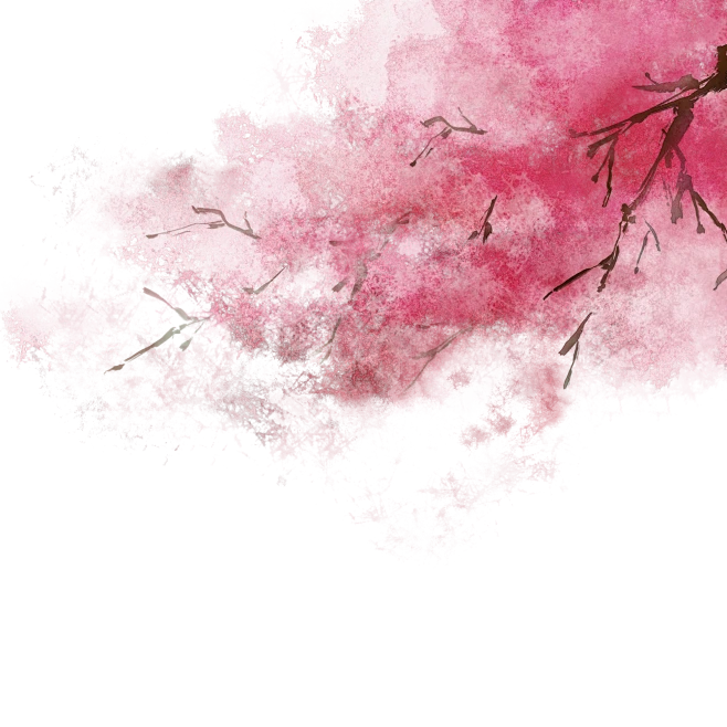 【PNG素材网-png.mixinnet.cn】古风水彩手绘樱花