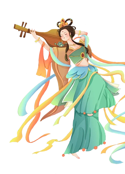 【PNG素材网-png.mixinnet.cn】[PNG素材网]敦煌 飞天 仙女 神话 人物 手绘 传说国风敦煌