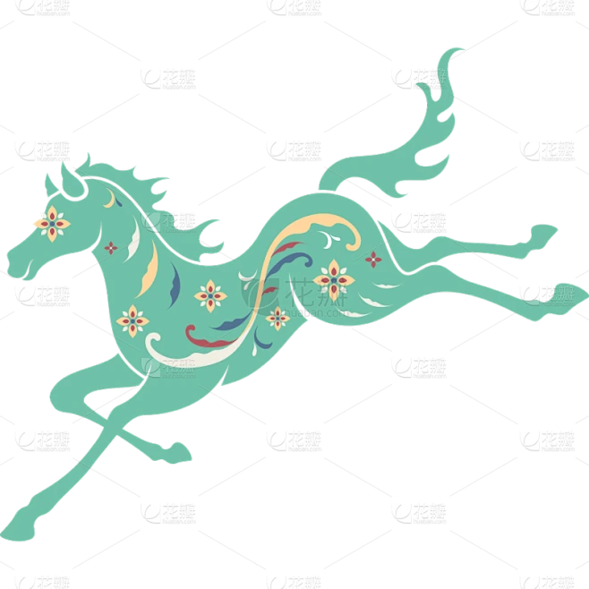 【PNG素材网-png.mixinnet.cn】马年中式感敦煌风插画马元素