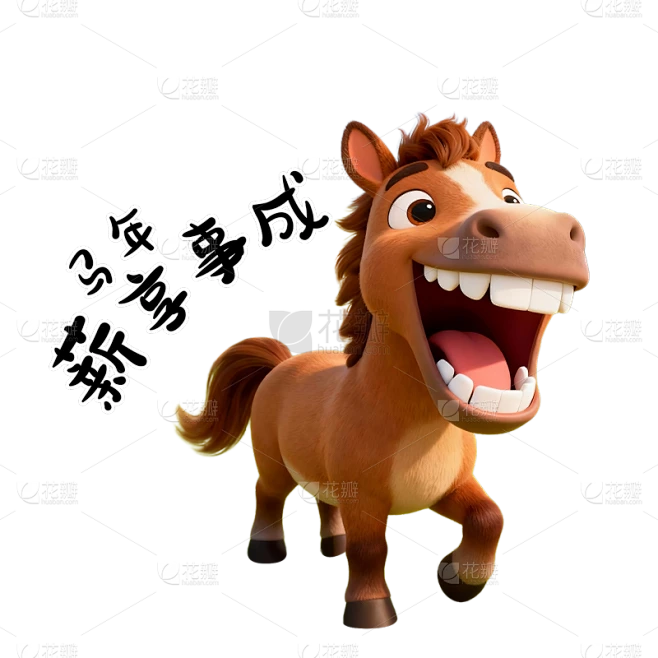【PNG素材网-png.mixinnet.cn】马年3D创意玩趣打工马文案元素