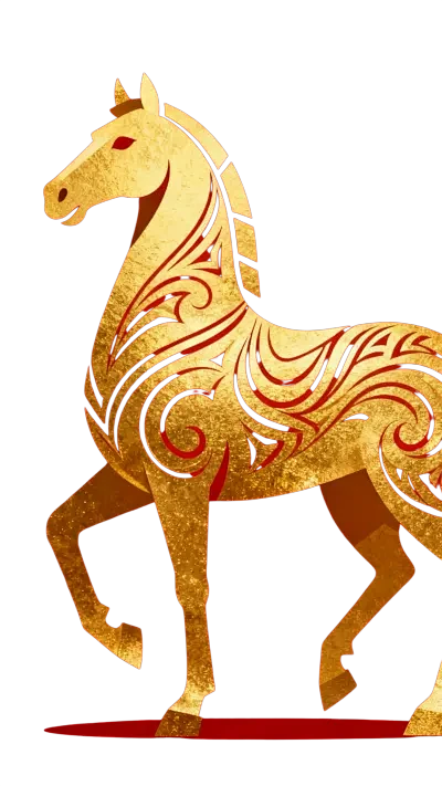 【PNG素材网-png.mixinnet.cn】马年 金色的马  马元素  (22)