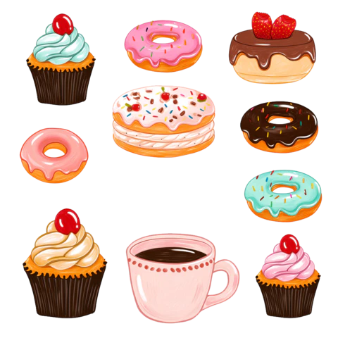 【PNG素材网-png.mixinnet.cn】手绘甜点合集