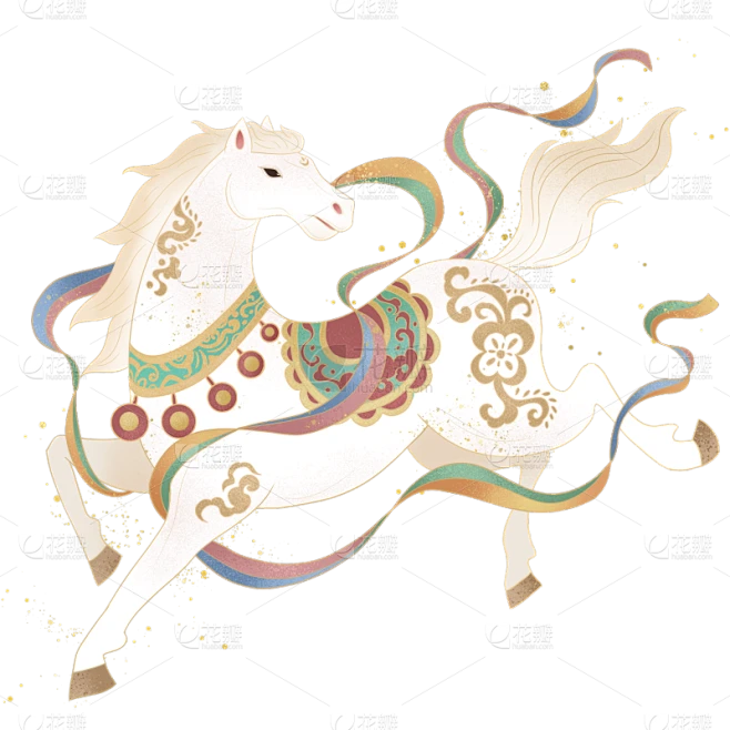 【PNG素材网-png.mixinnet.cn】马年肌理感金箔质感敦煌飞天马元素
