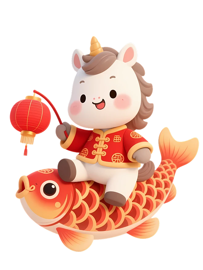 【PNG素材网-png.mixinnet.cn】2026年新春春节小马年IP形象吉祥物png海报3D6