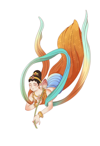 【PNG素材网-png.mixinnet.cn】[PNG素材网]敦煌 飞天 仙女 神话 人物 手绘 传说国风敦煌