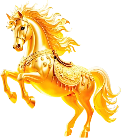 【PNG素材网-png.mixinnet.cn】马年 2026 新年 黄金 鎏金 立体 3D马年