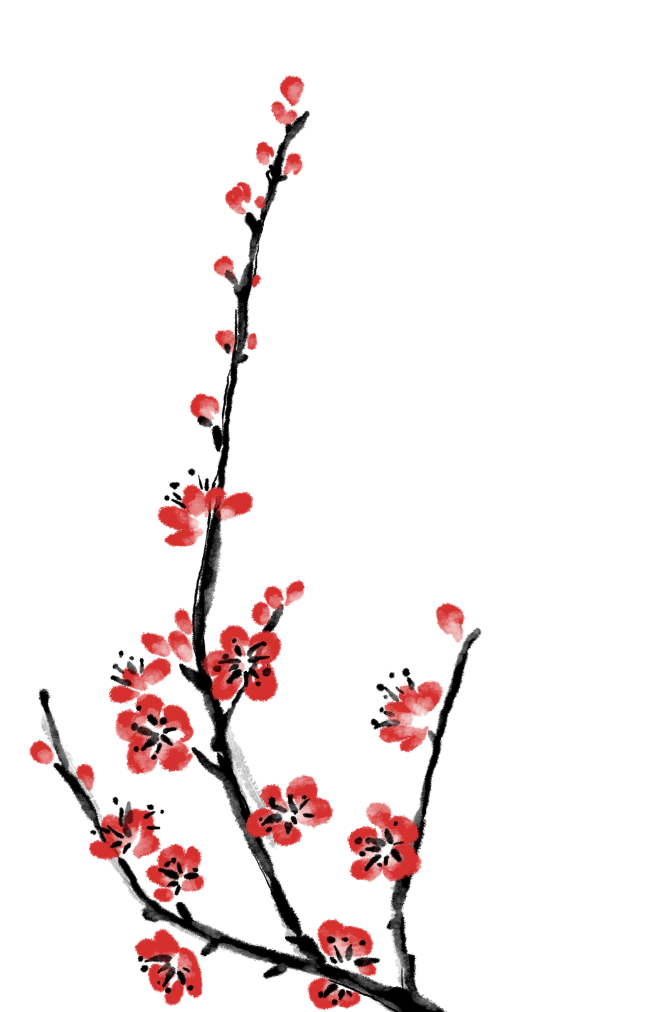 【PNG素材网-png.mixinnet.cn】古风唯美水墨梅花 PNG透明免扣图片兰花腊梅点缀元素 PS设计素材