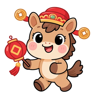 【PNG素材网-png.mixinnet.cn】马年 2026 新年 春节 插画 手绘 卡通 祝福马年