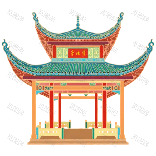 中国风-金边国潮建筑插画1