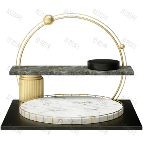 C4D金色奢华大理石电商展台元素3