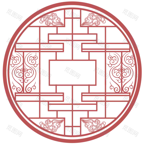 中国风边框底纹矢量贴纸-窗户