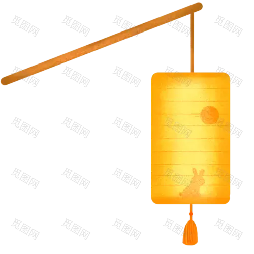 手绘-中秋节氛围元素3-玉兔灯
