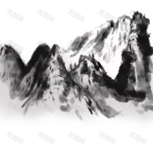 水墨风自然元素山贴纸9