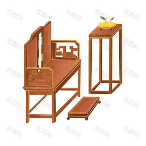 中国风-手绘明清家具贴纸-桌椅