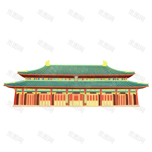 手绘-传统中国风建筑贴纸3